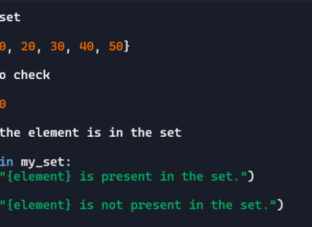 Python Program To Check Whether Element Present In Set Or Not Example